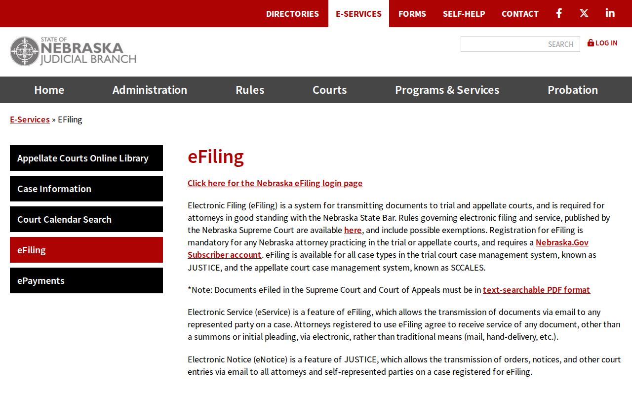 Dawson County civil docket Nebraska eFiling route