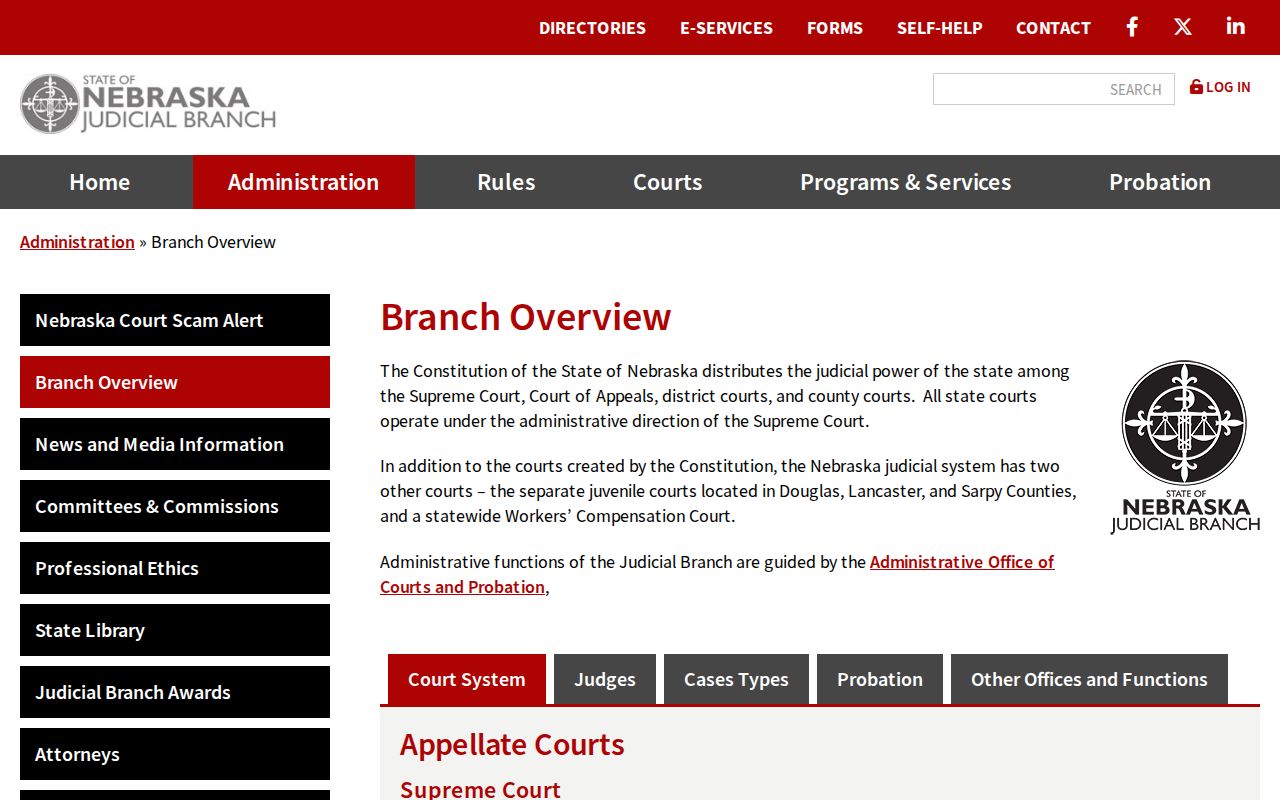 Dawson County civil docket Nebraska Judicial Branch overview