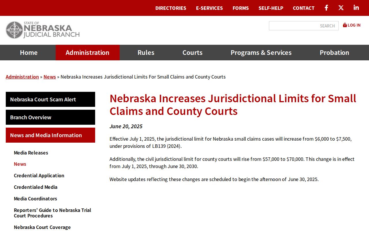 Dawson County court calendar source on Nebraska county court jurisdiction
