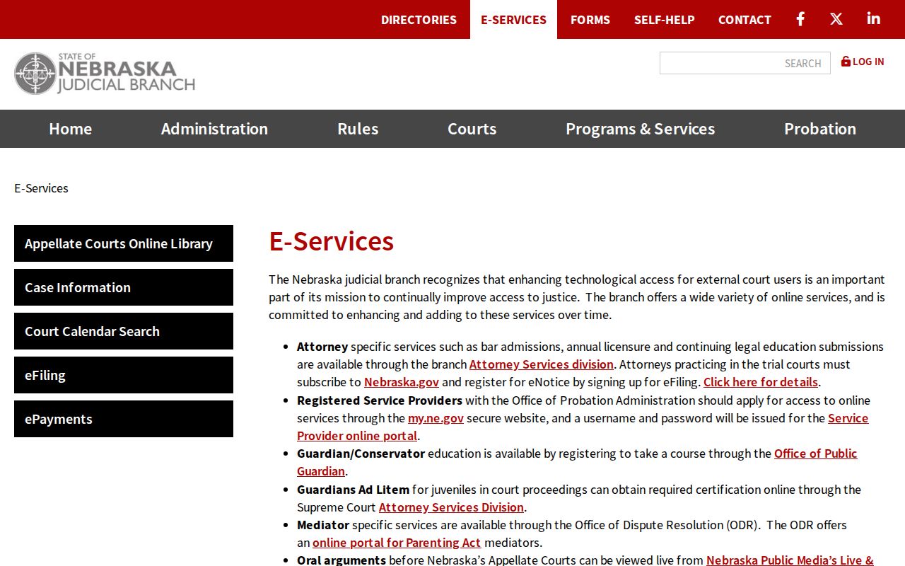 Dawson County criminal docket Nebraska eServices access