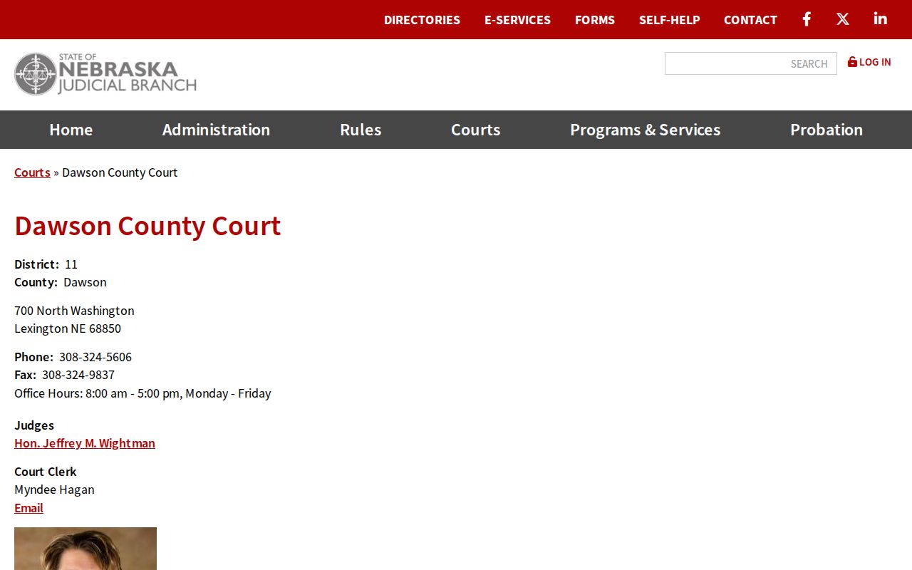 Dawson County court docket county court contact page